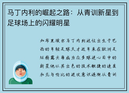 马丁内利的崛起之路：从青训新星到足球场上的闪耀明星